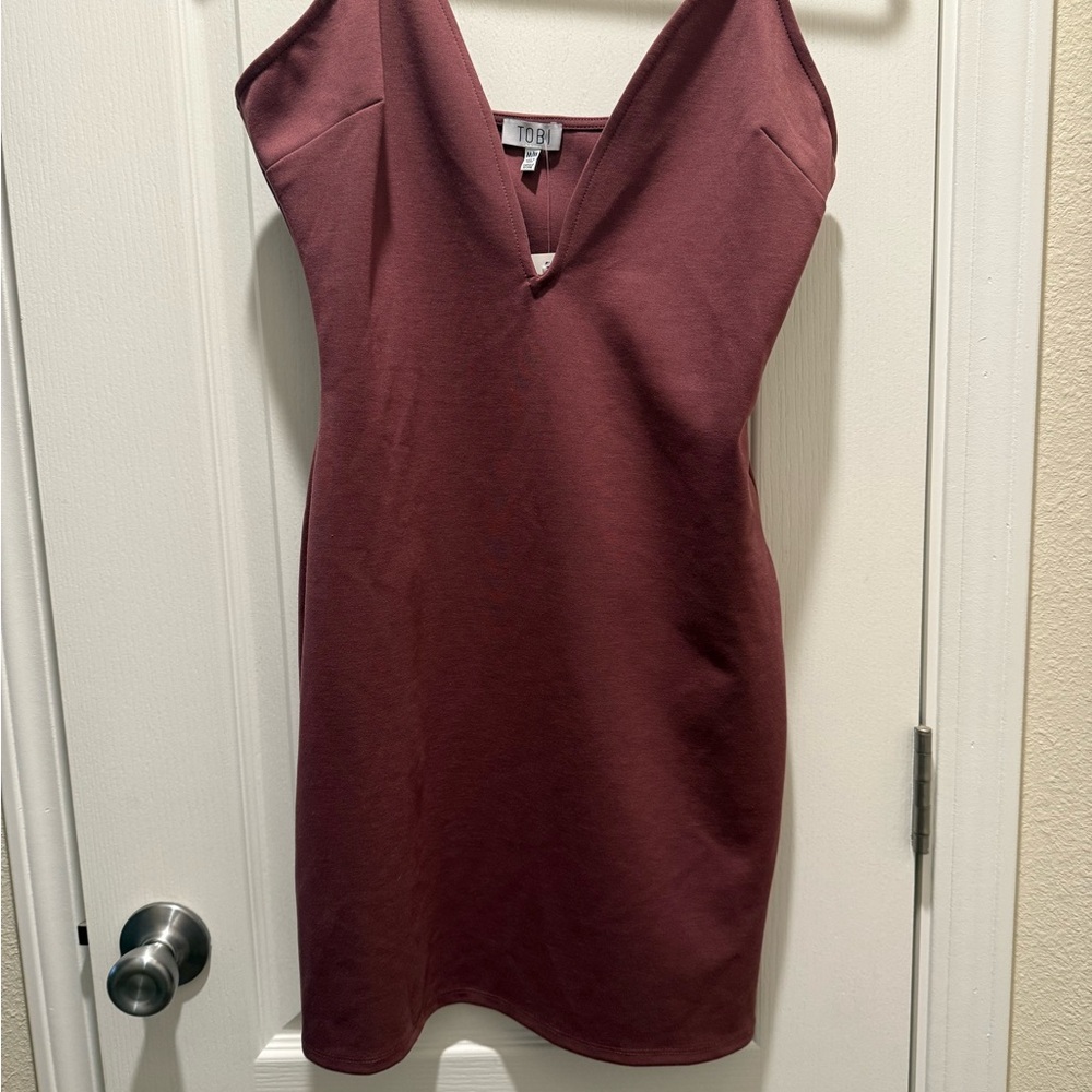 Tobi Red V-Neck Sheath Mini Dress for Cocktail